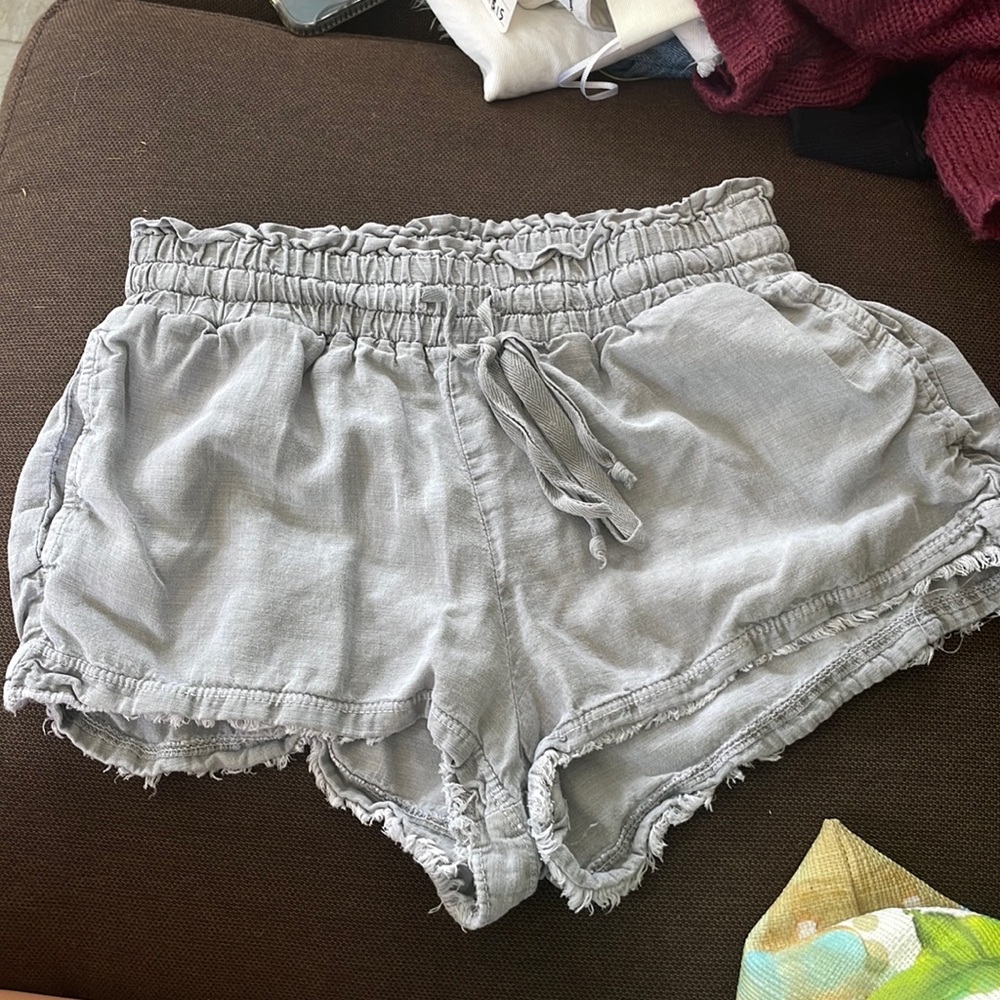 Grey fringe shorts